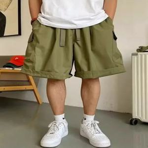 여름 신상 아메리칸 스타일 캐주얼 멋진 빅 포켓 워크웨어 반바지 남성 루즈핏 트렌디 스트릿 5부 바지 스트레이트 레그