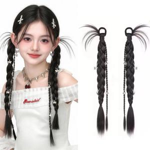 2Pcs Y2K 스위트 쿨 브레이드 포니테일 합성 헤어피스 여성용 내열성 헤어 액세서리 데일리 파티 트렌디 코스프레