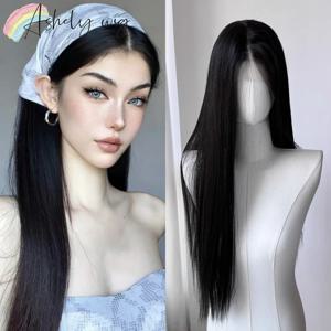 여성용 다크 브라운 가발 레이스 프론트 가발, 긴 스트레이트 헤어 하이 퀄리티, 내열성 합성 가발, 일상 사용 코스프레, 13*4