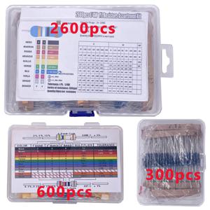 300/600/2600pcs 1% 저항기 세트 저항 1/4W 금속 필름 저항기 키트 10Ohm ~1M Ohm 30/130값 전자 부품 키트