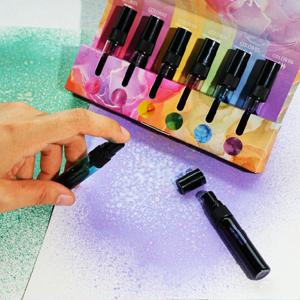 6Pcs 골드 파우더 스프레이 잉크 세트 낙서 그림 핸드북 장식을위한 비 페이딩 스택 가능 밝은 톤 DIY 공예 용품