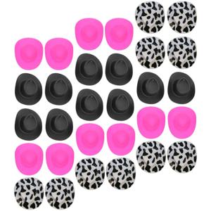 30Pcs 미니 카우보이 모자 DIY 프로젝트를위한 섬세한 작은 모자 케이크 장식 인형 집 용품 공예 작은 모자 교체 미니어처