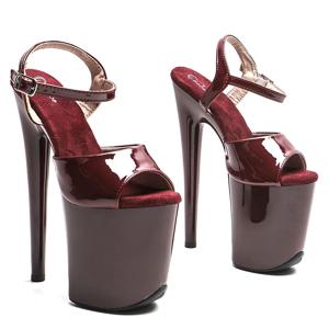 Leecabe 8인치/20cm 특허 PU 어퍼 플랫폼 샌들 파티 하이힐 스트리퍼 힐 슈즈 폴 댄스 슈즈