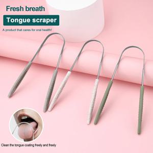 1PCS 스테인레스 스틸 혀 스크레이퍼 신선한 호흡 청소 코팅 혀 칫솔 구강 위생 U 자형 금속 혀 스크레이퍼