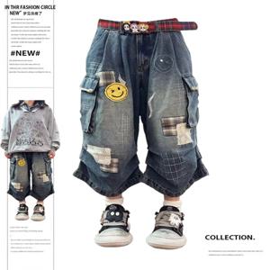여름 여성 Tomboy Jorts 하라주쿠 카고 진 반바지 2000년대 일본 데님 바지 Y2K streetwear High street 한국 패션 New