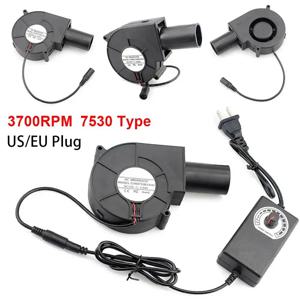 1Pcs 새로운 소형 블라스트 엔진 바베큐 송풍기(가변 속도 컨트롤러 포함) 7530 유형 바베큐 팬 220V/110V 3700RPM 공기 송풍기
