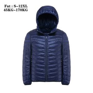 특대 11XL 12XL 남성 봄 재킷 품질 남성 울트라 라이트 다운 재킷 90% 화이트 오리 남성 후드 휴대용 재킷