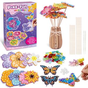 어린이 패브릭 찌르기 아트 DIY 퍼즐 펑크 그림 키트 공예 장난감 꽃 찌르기 보드 스티커 어린이를위한 생일 선물 소녀