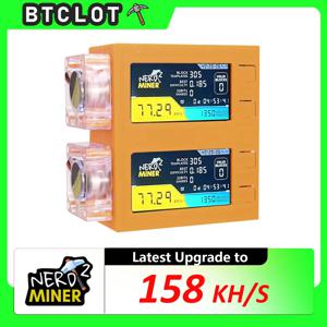 Nerdminer V2 Pro Max BTC 솔로 마이너 79H/S X2 듀얼 스크린 비트코인 암호화폐 마이너 158KH/S RGB 팬 탑재 BTC 솔로 마이너 (로터리용)
