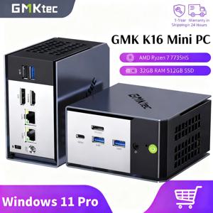 GMKtec NucBox K16 미니 PC AMD Ryzen ™   7 7735HS 윈도우 11 프로 2.5G 듀얼 LAN WiFi 6E BT 5.2 데스크탑 컴퓨터 USB 4.0 미니 PC