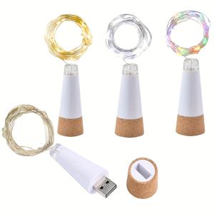 1PC LED 와인 병 조명 코르크, 2M 20 LED USB 충전식 와인 병 조명 코르크 빛 구리 와이어 DIY 문자열 빛