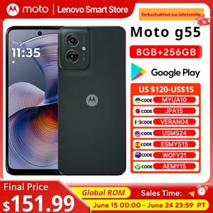 모토로라 MOTO G55 스마트폰 6.5인치 120Hz 디스플레이 글로벌롬 미디어텍 디멘시티 7025 CPU 256GB 50MP 5000mAh 휴대폰