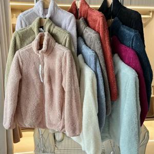 도파민 스타일 롱 벨벳 플리스 지퍼 재킷 스탠드 칼라 아우터 여성 가을 겨울 패션 캐주얼 루즈핏 코트
