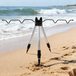 1PC 낚시 바다 낚싯대 브래킷 알루미늄 합금 지면 삽입 삼각 브래킷 장거리 텔레스코픽 투척 낚시 도구