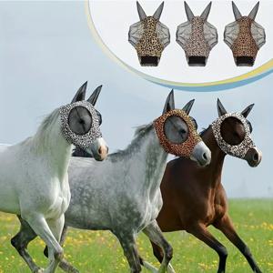 1개입 레오파드 프린트 말 귀덮개 마스크 - 편안하고 신축성 있으며 내구성이 뛰어난 승마용품