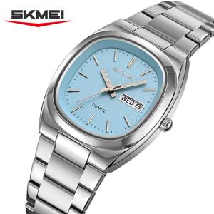 SKMEI 2420 패션 커플 쿼츠 시계 우아한 캘린더 스테인리스 스틸 스트랩 시계 캐주얼 남녀 손목시계 여성용 시계
