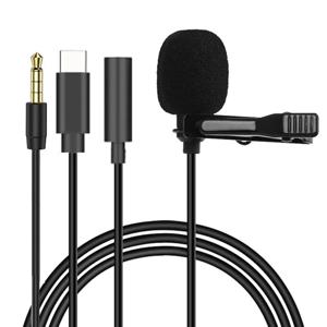 1.5m 미니 휴대용 라발리에 마이크 콘덴서 클립온 라펠 마이크 유선 USB 3.5mm 타입 C 마이크 노트북 PC DSLR 카메라용