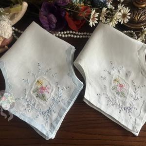 2PCS39X39cm 아마 자수 원단 커버 손수건 빵 수건 나비 수건 먼지 수건.