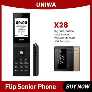 UNIWA X28 플립 휴대 전화 GSM 빅 푸시 버튼 클램셸 핸드폰, 수석 듀얼 Sim FM 라디오 러시아어 히브리어 키보드