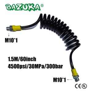 고압 150cm/60인치 코일형 원격 연결 호스, 미세 구경, 충전용 호스, 30MPa/4500psi, M10*1, 공압식 공기 충전용