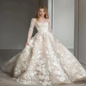 Customzied 웨딩 드레스 신부 연인을위한 최신 라인 분리형 자켓 풀 슬리브 플러스 사이즈 Vestidos De Novias