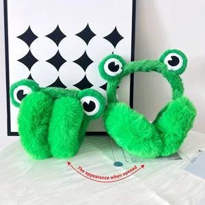 귀여운 동물 개구리 귀마개 소녀 여성 겨울 따뜻한 귀덮개 접이식 털 머리띠 귀마개 푹신한 귀마개 소녀 여성용