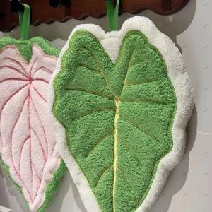 이중 레이어 흡수성 두꺼운 속건 걸이형 디자인 욕실 주방 핫 플랜트 잎 핫 플랜트 만화 손수건