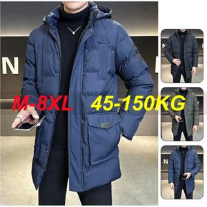 8XL 7XL 6XL 파카 남성 탈부착 가능한 후드 플러스 사이즈 겨울 두꺼운 후드 코튼 패딩 롱 코트 다중 포켓 재킷 남성용