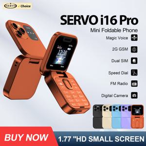 SERVO i16PRO 2G GSM 듀얼 SIM 플립 미니 휴대폰 자동 통화 녹음 단축 다이얼 마법의 목소리 FM 라디오 소형 접이식 전화기 Type-C