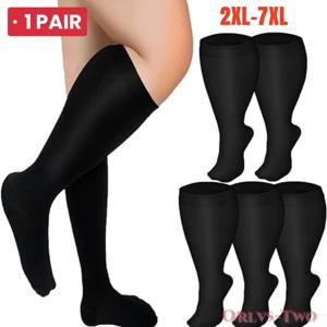 2XL-7XL 플러스 사이즈 압축 양말 솔리드 컬러 여성 남성 스포츠 러닝 요가 스포츠 피트니스 체중 감소를위한 추가 사이즈 지방 양말