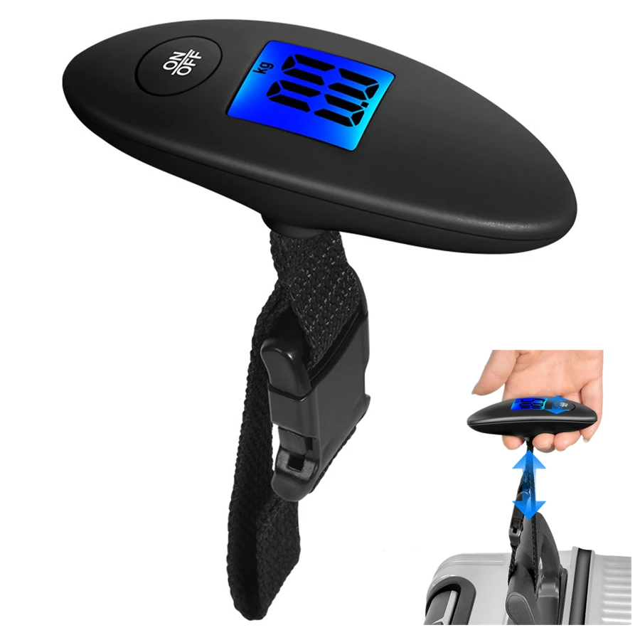 40kg/100g 휴대용 수하물 저울, 고정밀 여행용 디지털 휴대 저울, 웨빙 벨트 포함 LCD 디지털 전자 수하물 저울