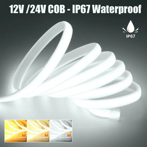 DC12V 24V COB 스트립 2PIN /DC 케이블 IP67 방수 야외 홈 데코 유연한 리본 로프 LED 네온 라이트 3000K 4000K 6000K