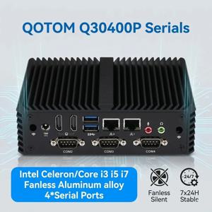 팬리스 산업용 PC QOTOM Q30400P 셀러론 코어 i3 i5 i7 4개 RS232 COM 듀얼 LAN 미니 데스크탑 리눅스 WIN7/10 지원 7x24시간 안정 작동