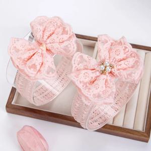 신생아 공주 소녀를위한 크림 레이스 아기 머리띠 큰 머리 활 넓은 라인 석 진주 Hairbands 어린이 모자를 쓰고 있죠 액세서리
