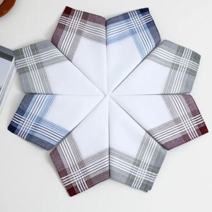 3/6/12pcs 남성용 40cm 체크무늬 스트라이프 포켓 스퀘어 라이트 톤 퓨어 코튼 행키 비즈니스 정장 공식 파티 데일리 핸드 타월