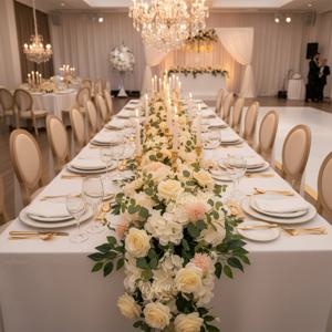 Uflower 50/100cm 인조 장미 모란 꽃줄 웨딩 배경 아치 장식 파티 무대 테이블 센터피스 꽃꽂이