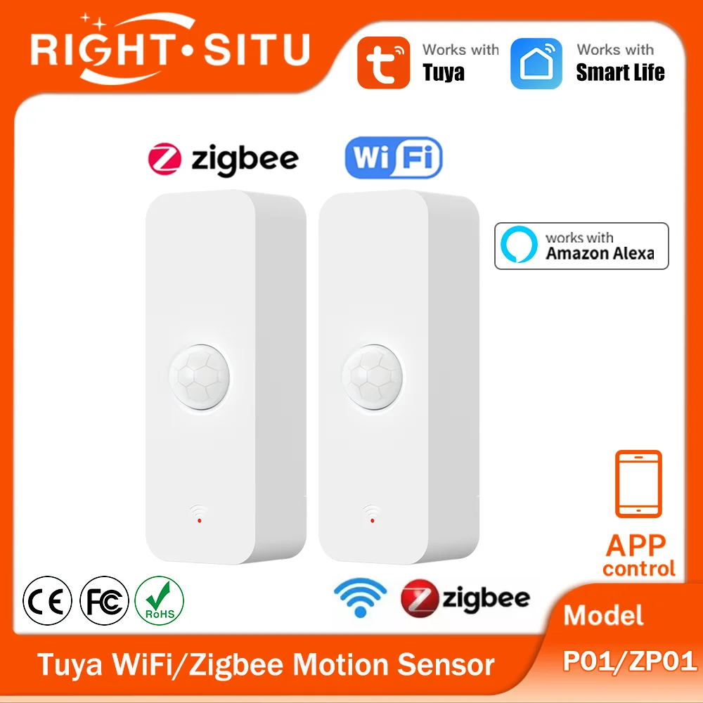 투야 WiFi 또는 지그비 PIR 모션 센서 스마트 홈 인체 감지 적외선 감지기 보안 스마트 라이프, 알렉사 및 구글 홈과 호환