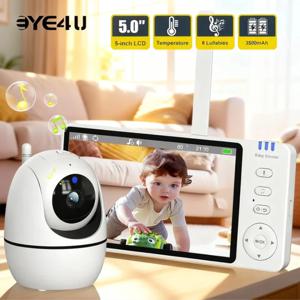 카메라 PTZ 줌이 장착된 5인치 비디오 베이비 모니터 Babyphone 캠 보안 보호 감시 카메라 온도 센서 자장가