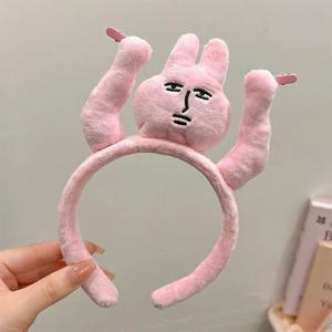 1-3PCS 헤어밴드 새로운 핑크 토끼 머리띠 독특하고 재미있는 플러시 헤어밴드 그립 뱅스 귀여운 사진 장식 헤어밴드 머리 장식
