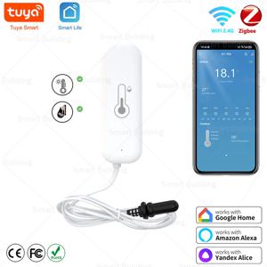 Tuya Zigbee WiFi 온도 습도 센서(외부 프로브 포함) 식물 수족관 수영장용 고정밀 SmartLife 원격 모니터