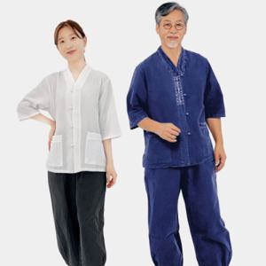 백제봉 생활한복 여름 전통문양 7부 저고리 바지 개량한복 남자 여자 절복 남성 여성 법복 승복 9가지 색상