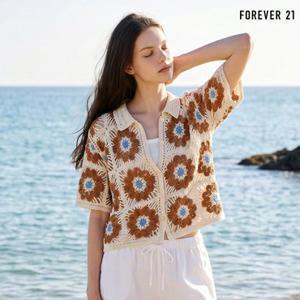 [포에버21] 크로쉐 펀칭 패턴 니트 가디건 (TAG가 19,900원) FTDBCD011