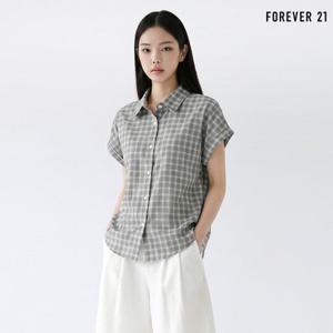 [기한한정 5%다운쿠폰] [포에버21] 빈티지 체크 소매 롤업 반팔 셔츠 (FTDBBL013)