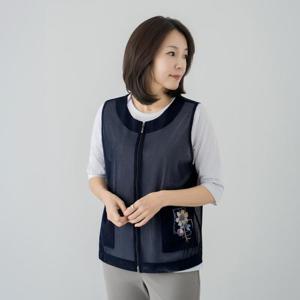 엄마옷 마담4060 메쉬꽃포켓조끼 -QVE2603020-