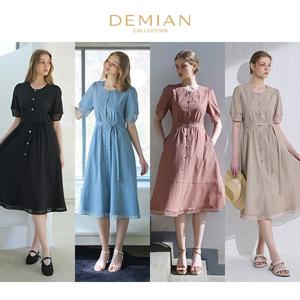 [데미안(DEMIAN)] 26SS 시에라 라운드 벨티드 썸머 원피스 1종 + 벨트 1종 (총 2종)