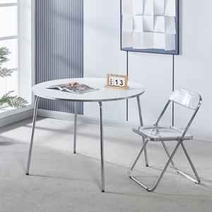카페 업소 트랜디 크롬스틸 디자인 원형 테이블(80cm) 철제 높은 2인용 티