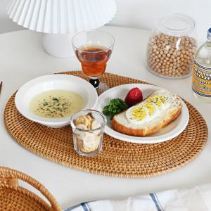 메이 리얼 라탄 타원 테이블 매트