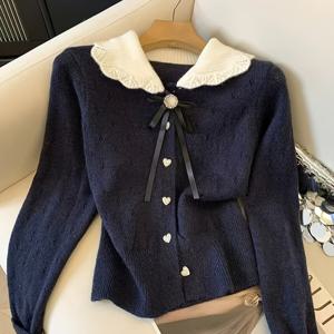 TEMU 네이처 디자인 컬러 블록 인형 칼라 가디건 여성 가을 신상 프레피 엘레강트 시크 스웨터
