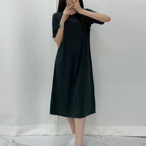 TEMU [니까] 여성용 시원한 쿨링 반팔 롱 원피스 (2color)