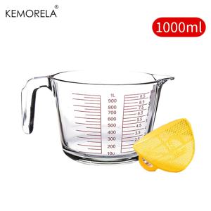 TEMU KEMORELA 500/100ml 필터 스크린 내열 유리 계량컵 (손잡이 포함), 가정용으로 적합, 우유와 계란을 혼합하는 데 이상적이며 베이킹에 완벽하며 대용량 특징